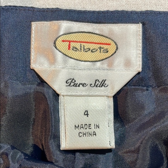 Talbots Pure Silk Polka Dot Ankle Pants Navy Gold & Silver EUC Dressy Evening - Picture 11 of 16